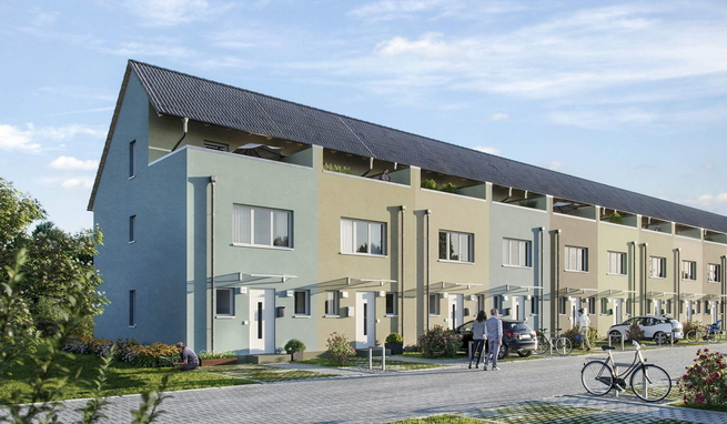 Bild: Moderne Reihenhäuser mit Dachterrasse