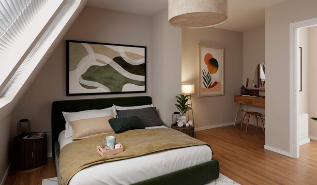 Bild: Helles und komfortables Schlafzimmer