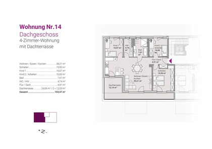Grundriss Whg. Nr. 14