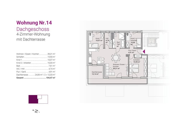 Bild: Grundriss Whg. Nr. 14