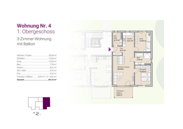 Bild: Grundriss Whg. Nr. 4