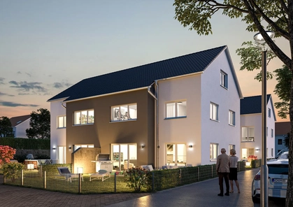 Gartenansicht mit Abendstimmun