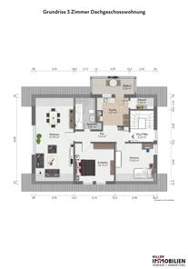 Grundriss 3 Zimmer Dachgeschos