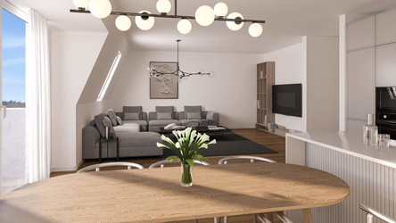 Wohn- Ess- Kochbereich Penthouse 13b