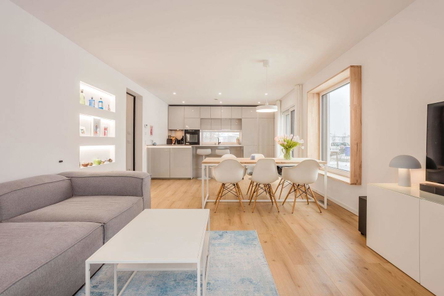 Open-plan living and dining area