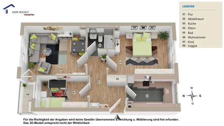 3D Modell - 3 Zimmerwohnung