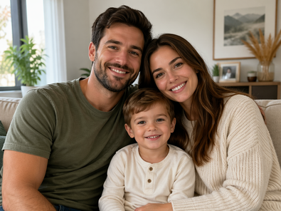 3 köpfige familie