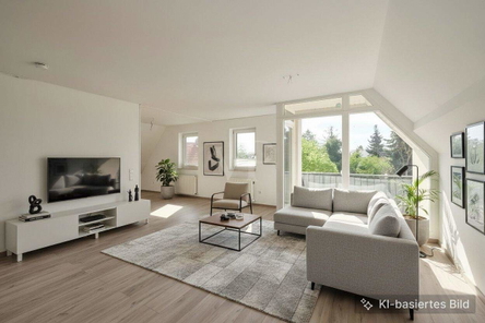 Helles Wohnzimmer mit Balkon KI