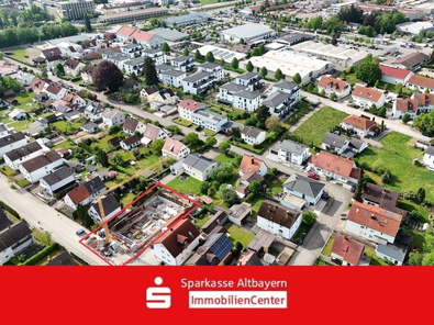 Luftbild mit Einkaufsmöglichkeiten