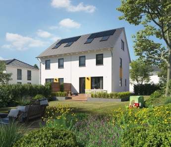 Doppelhaus Mainz 128 Gartenansicht