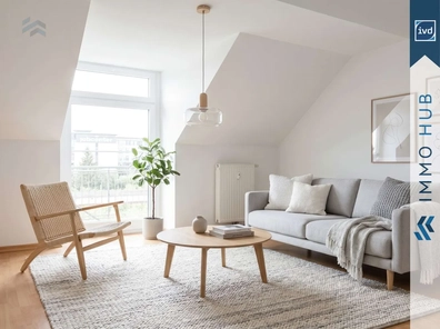 Wohnzimmer KI möbliert