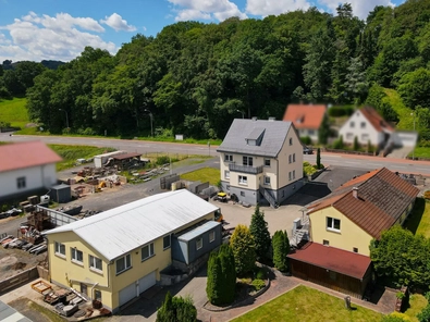 Luftaufnahme Wohnen und Gewerb