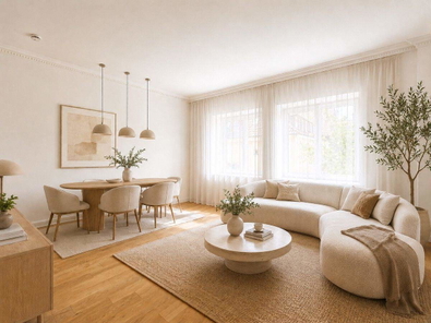Wohn-Esszimmer visualisiert