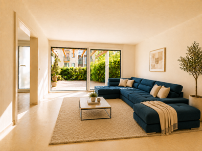 Wohnzimmer, visuelles Homestaging, KI