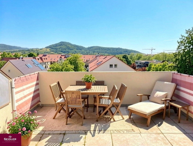 Ausblick vom Balkon - KI-Homestaging + Wand gestrichen