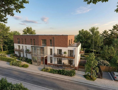 Frontansicht - Wohnung 10 mit Balkon im 1. OG links neben dem Aufzug