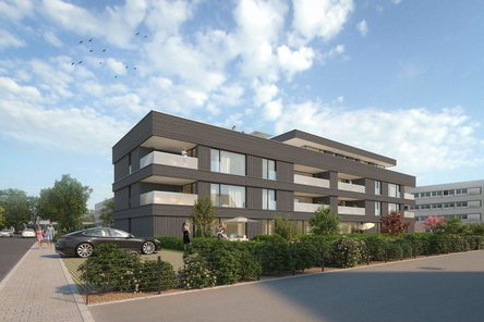 Modernes Mehrfamilienhaus mit Terrassen und Loggien