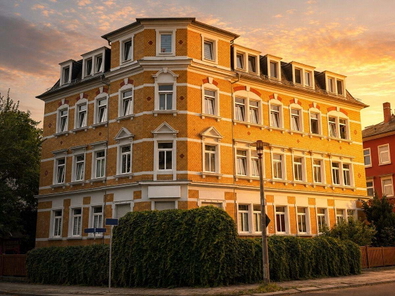 Hausansicht am Abend