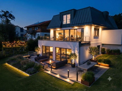 KI Gartenansicht Nacht