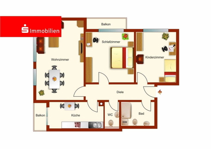 Grundriss 3 Zi ETW m Balkon