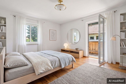 Großzügiges Schlafzimmer mit Zugang zum Balkon.
