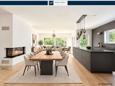 Wohn- und Esszimmer mit KI-Gestaltung