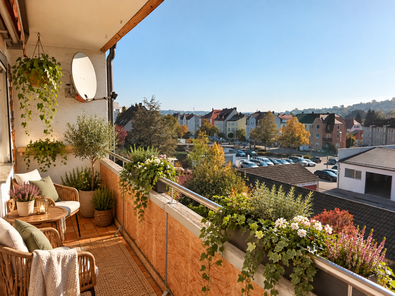 Gemütlicher Balkon mit KI visualisiert