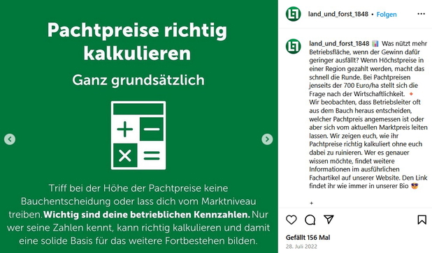 Ein Instagram-Beitrag von @land_und_forst_1848 zum Thema Pachtpreise.