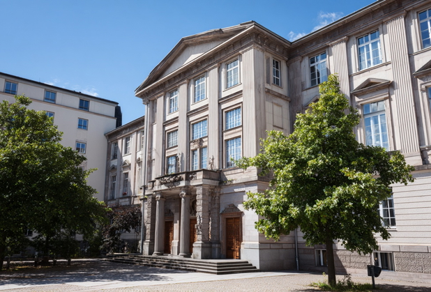 Ein deutsches Amtsgerichtsgebäude an einem sonnigen Tag.
