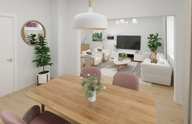 Ein weiteres Zimmer, welches ebenfalls durch Amphora Immobilien homegestaged wurde.